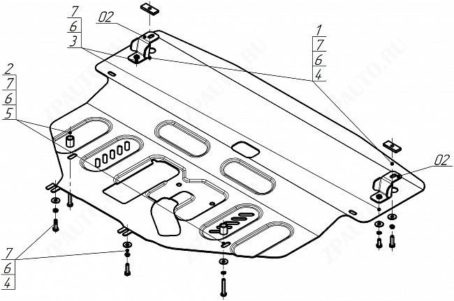 Защита стальная Мотодор (Двигатель, Коробка переключения передач), 2 мм,  KGM Torres  2023- арт. 72801