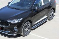 Защита порогов d57 с листом Haval F7 F7x (2019-2023) Black Edition, Slitkoff, арт. HavF7007BE