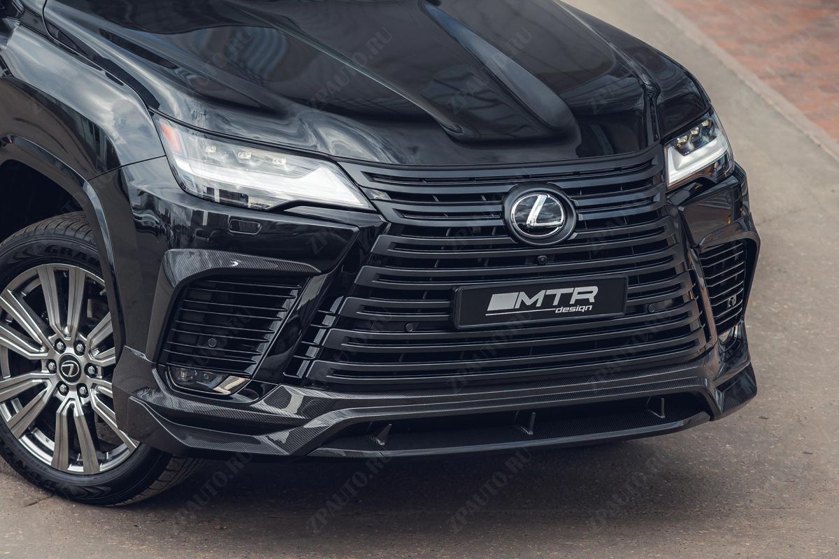 Комплект накладок переднего бампера для Lexus LX 500d / LX 600 (карбон) 2022, MTR, арт. MTR-J310-22002C