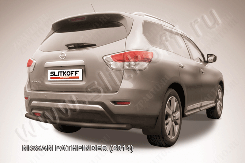 Защита заднего бампера d57 черная Nissan Pathfinder (2012-2017) , Slitkoff, арт. NIP14-013B