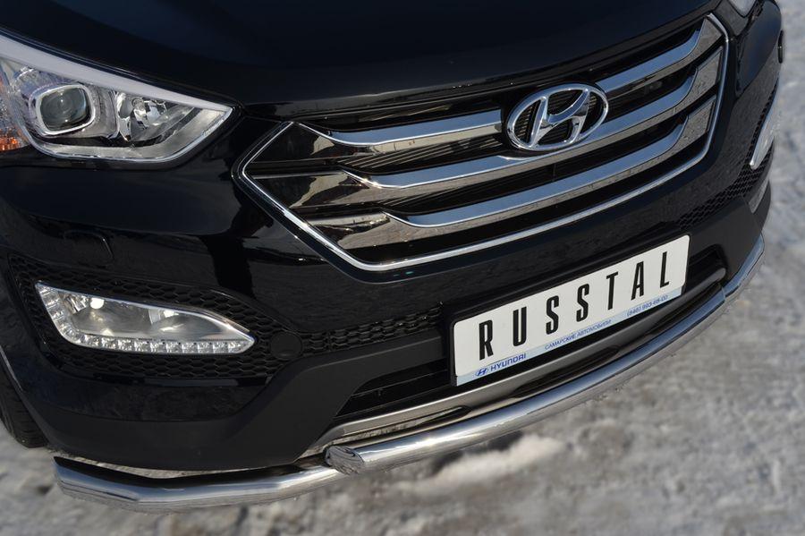 Защита переднего бампера d57/57 для Hyundai Santa Fe 2012, Slitkoff HSFZ-001216