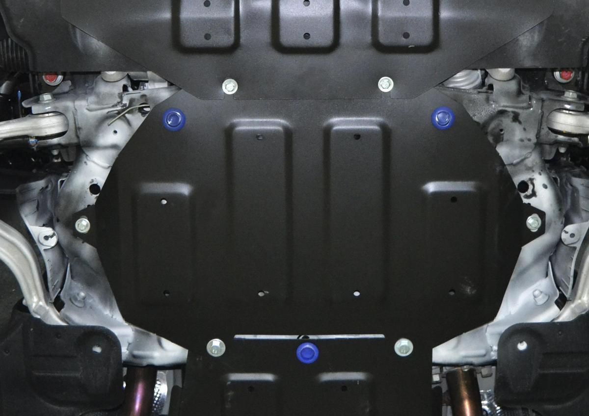 Защита картера Rival (часть 2) для Genesis G80 4WD 2017-2020, сталь 1.8 мм, с крепежом, штампованная, 111.2354.1