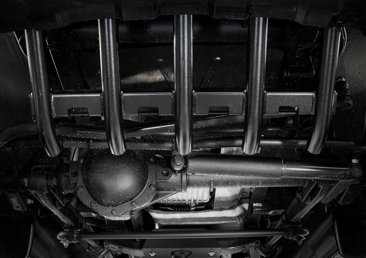 Защита рулевых тяг из трубы АвтоБроня для УАЗ Patriot I рестайлинг (V - все) 2014-2016 2016-н.в., сталь 2.5 мм, с крепежом, 222.06321.1