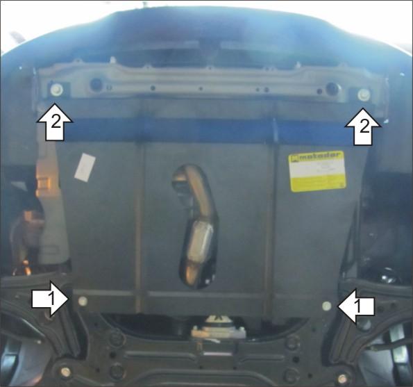 Защита стальная Мотодор (Двигатель, Коробка переключения передач), 2 мм, Сталь для ZAZ Vida 2011-2014 арт. 04101