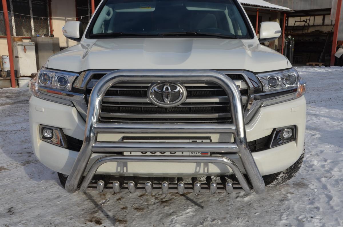 Защита переднего бампера скоба высокая+акула для автомобиля TOYOTA Land Cruiser 200    2015. TLC200.15.08, Россия