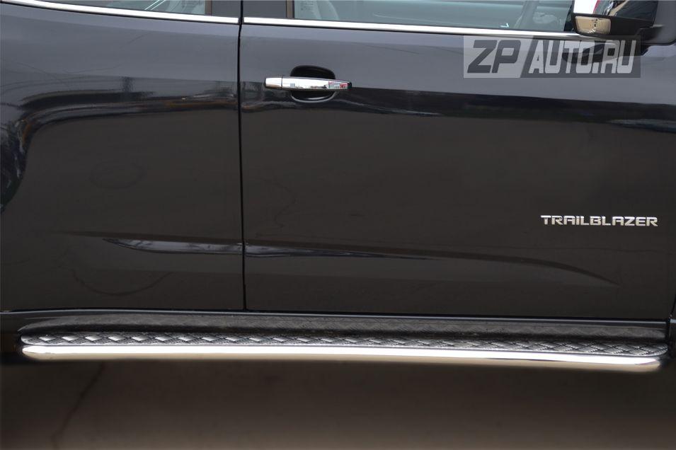 Пороги труба d42 с листом для Chevrolet TrailBlazer 2013, Руссталь CTRL-001512