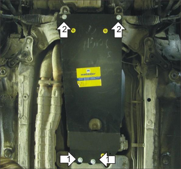 Защита стальная Мотодор (Коробка переключения передач, Раздаточная коробка), 3 мм, Сталь для Toyota Mark II 2000-2004 арт. 12506