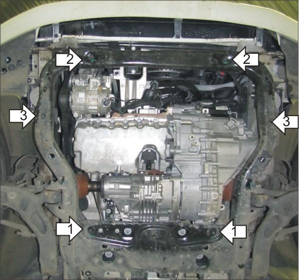 Защита стальная Мотодор (Двигатель, Коробка переключения передач), 2 мм, сталь для Volkswagen Transporter/Caravelle T6.1 2020- арт. 72708