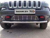 Защита передняя нижняя (с ходовыми огнями) 60,3 мм для автомобиля Jeep Cherokee (Traihawk) 2014-, TCC Тюнинг JEEPCHERTRAIL14-19