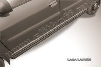 Защита порогов d42 труба черная Lada Largus (2012-2021) , Slitkoff, арт. LadLar002B