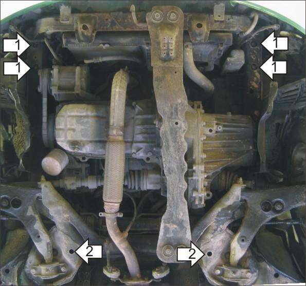 Защита стальная Мотодор (Двигатель, Коробка переключения передач), 2 мм, Сталь для Mitsubishi Colt 1995-2000 арт. 01330