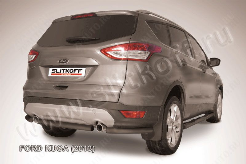 Защита заднего бампера d57 черная Ford Kuga (2012-2016) , Slitkoff, арт. FKG13-008B