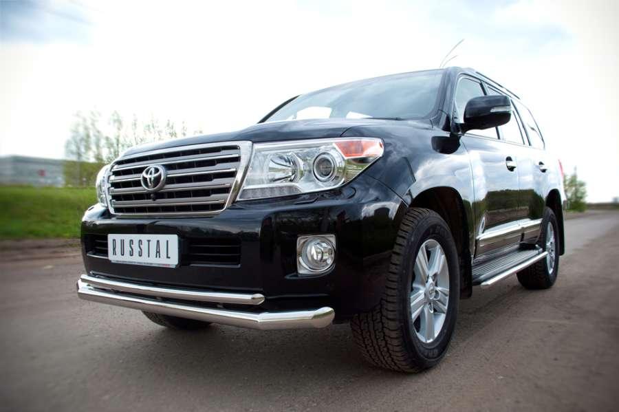 Защита переднего бампера d76/42 для Toyota Land Cruiser 200 2012, Slitkoff TLCZ-000513