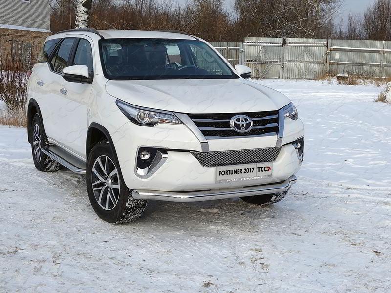 Защита передняя нижняя 76,1 мм для автомобиля Toyota Fortuner 2017-, TCC Тюнинг TOYFORT17-22