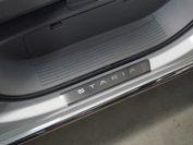 Накладки на передние пороги (лист шлифованный надпись Staria) 2шт для автомобиля Hyundai Staria 2021-,TCC Тюнинг ,арт. HYUNSTARI21-04