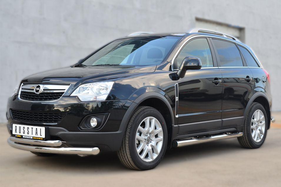 Пороги труба d76 с накладками вариант 2 для Opel Antara 2012, Slitkoff OAT-0013692