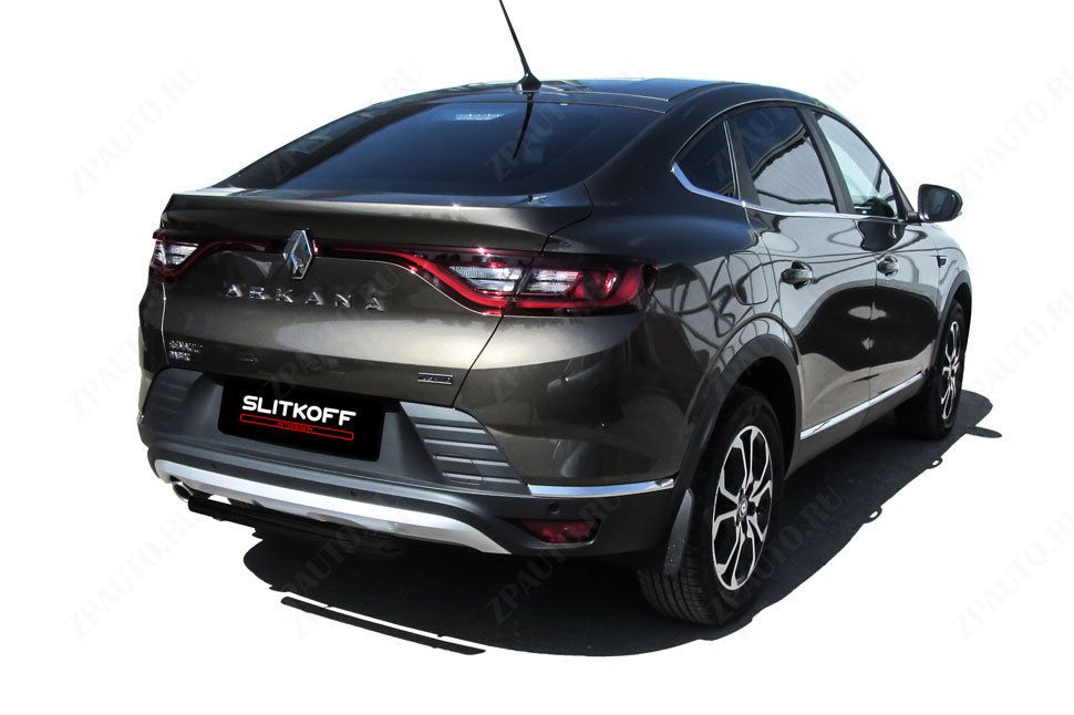 Защита заднего бампера d42 черная Renault Arkana (2019-2023) , Slitkoff, арт. RAR4WD005B
