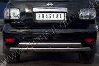 Защита заднего бампера d75x42 овал для Nissan Patrol 2010, Руссталь PAZ-000896