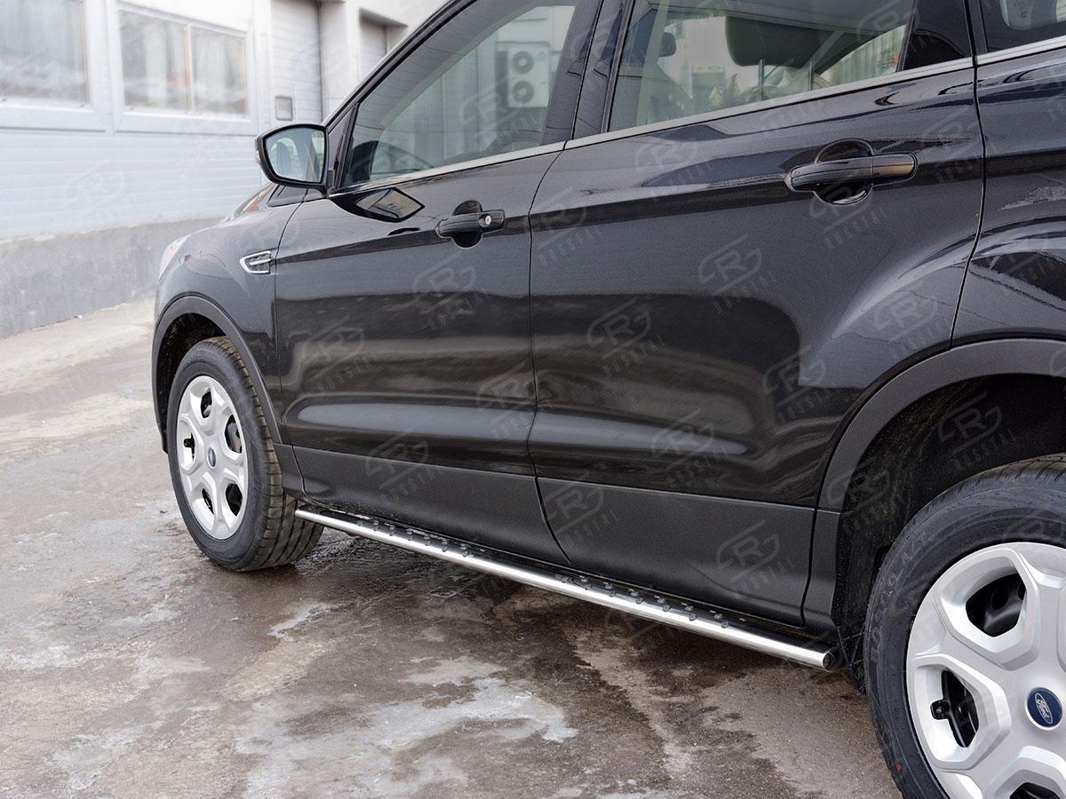 Пороги труба d75х42 овал с проступью Ford Kuga 2016, Slitkoff FGO-002599
