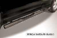 Защита порогов d76 с проступями черная Hyundai Santa-Fe Classic Таганрог (2000-2012) , Slitkoff, арт. HSFT010B