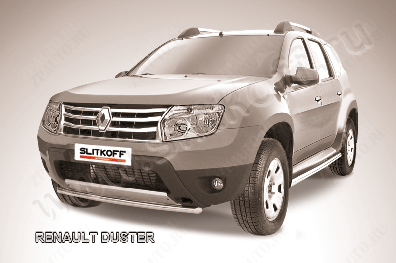 Защита переднего бампера d42 Renault Duster (2010-2015) Black Edition, Slitkoff, арт. RD005BE