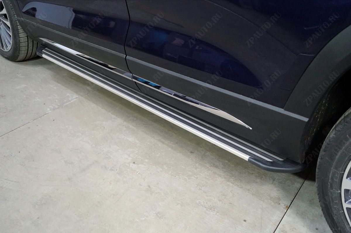 Пороги алюминиевые ''Slim Line Silver'' 1920 мм Jetour X90 Plus 2WD 2023 арт. JETX90PL23-05S