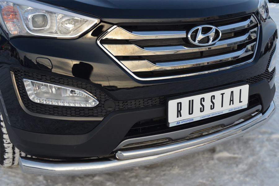Защита переднего бампера d76/42 для Hyundai Santa Fe 2012, Slitkoff HSFZ-001220