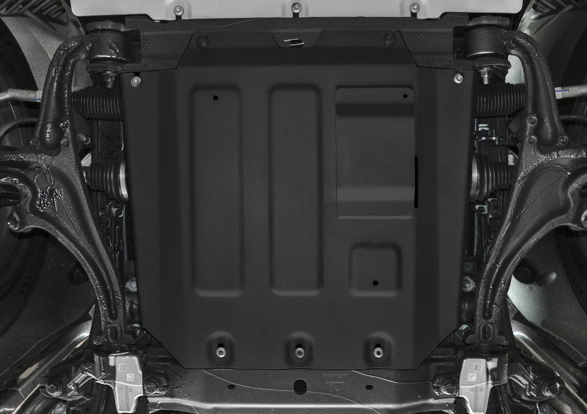 Защита картера Rival (черная) для Mercedes-Benz G-klasse W464 2018-н.в., штампованная, алюминий 6 мм, с крепежом, 2333.3952.1.6