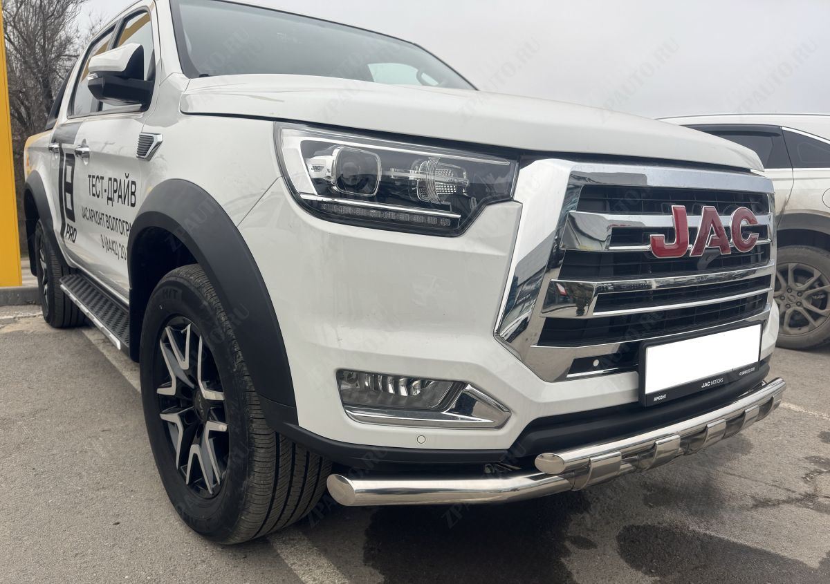 Защита переднего бампера двойная с перемычками для автомобиля JAC  T8 Pro 2020 арт. JAC.T8P.20.75