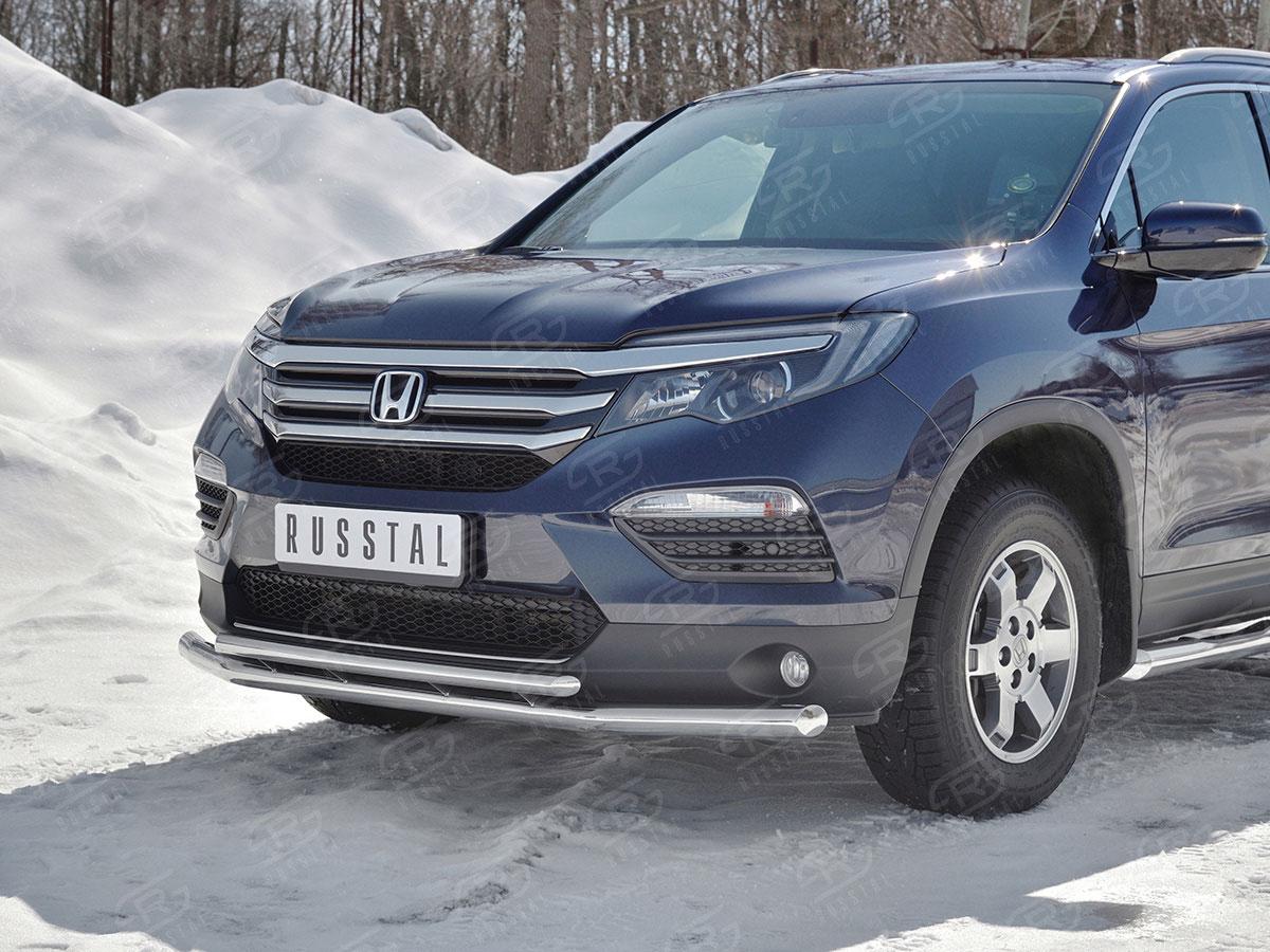 Защита переднего бампера d57/42 на Honda Pilot III 2015, Slitkoff HPZ-002919