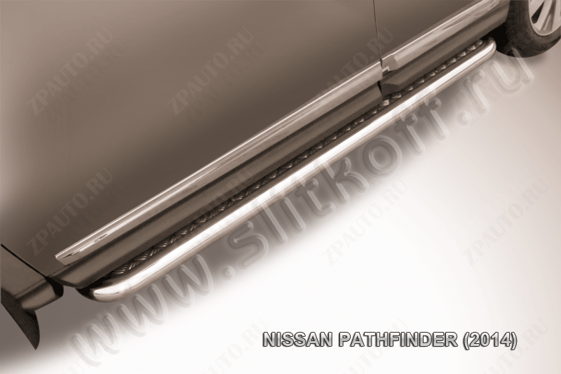 Защита порогов d57 с листом усиленная Nissan Pathfinder (2012-2017) , Slitkoff, арт. NIP14-010
