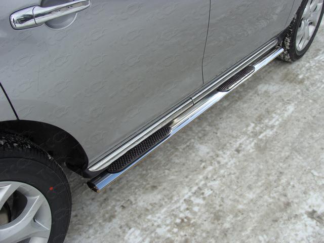 Пороги с площадкой (нерж. лист) 42,4 мм для автомобиля Mazda CX-7 2010-2012, TCC Тюнинг MAZCX710-09
