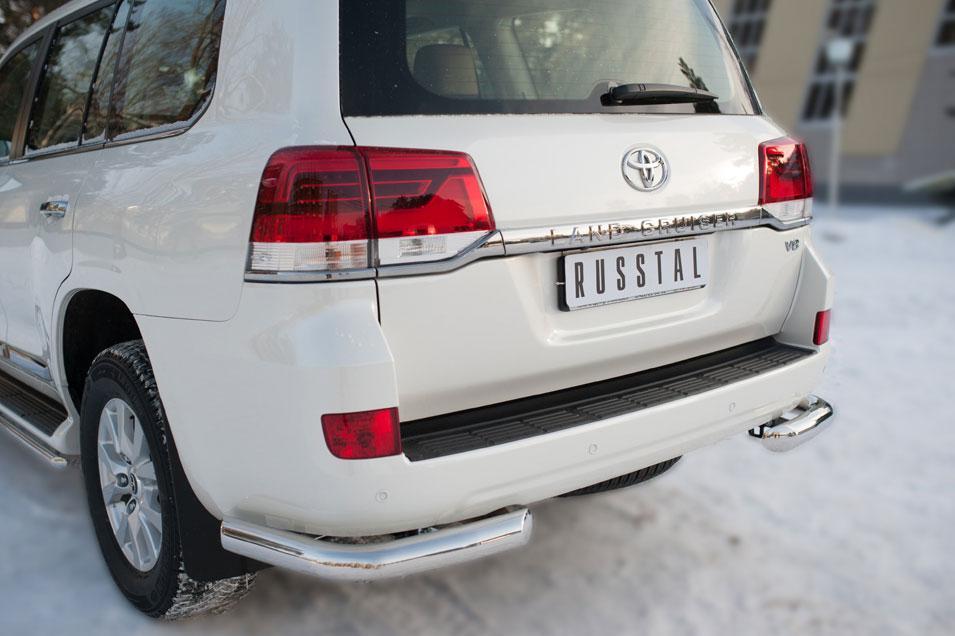 Защита заднего бампера уголки d76 для Toyota Land Cruiser 200 2015, Slitkoff TLCZ-002170