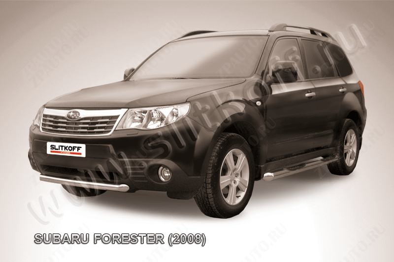 Защита переднего бампера d57 короткая Subaru Forester (2007-2013) , Slitkoff, арт. SF013