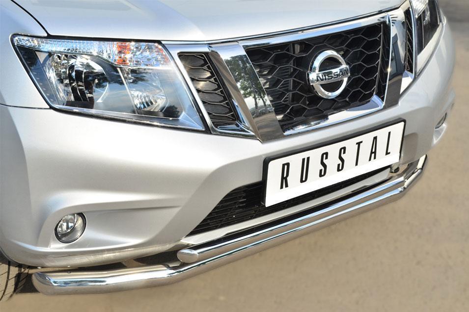 Защита переднего бампера d57/d42 с декоративным пазом для Nissan Terrano 2014, Slitkoff NTRZ-001781