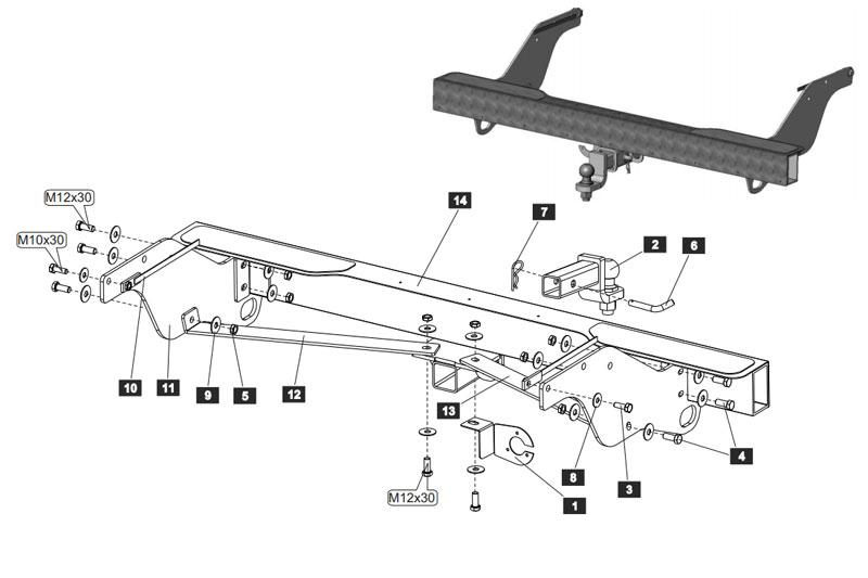 Фаркоп тсу Baltex на Mazda Pickup BT-50 06-, 12.1608.37