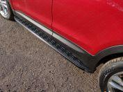 Пороги алюминиевые с пластиковой накладкой (карбон черные)1820 мм для автомобиля Hyundai Santa Fe Premium (DM) 2015-2018 TCC Тюнинг арт. HYUNSF4WD15-20BL