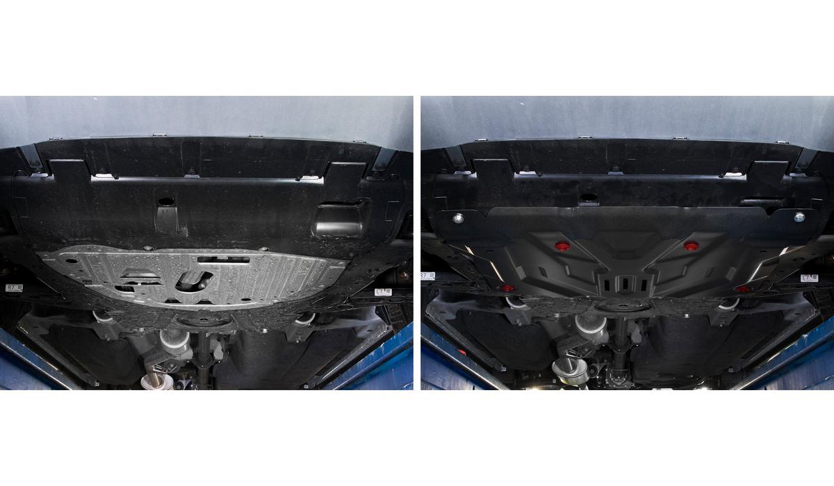 Защита картера и КПП АвтоБроня для Honda CR-V V (V - 2.0; 2.4) 2017-н.в., штампованная, сталь 1.5 мм, с крепежом, 111.02131.2