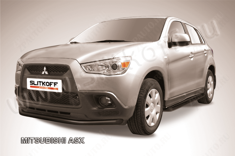Защита переднего бампера d57 черная Mitsubishi ASX (2010-2013) , Slitkoff, арт. MAS004B