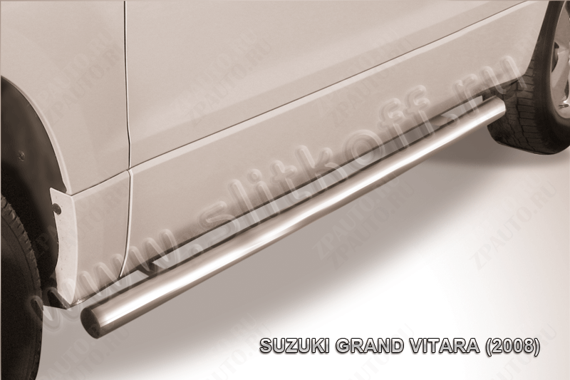 Защита порогов d76 труба Suzuki Grand Vitara 3 doors (2008-2012) Black Edition, Slitkoff, арт. SGV3D08010BE