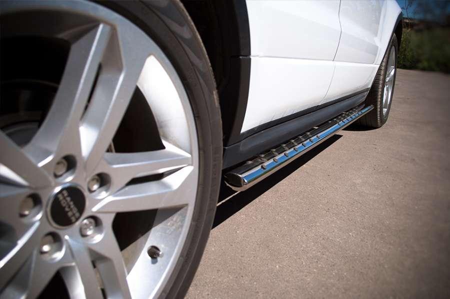 Пороги труба d75x42 овал с проступью для Land Rover Evoque Dynamic 2011, Slitkoff REDO-000657