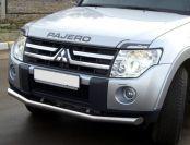 Защита переднего бампера d76 (3 секции) для Mitsubishi Pajero 4, Slitkoff MPZ-000133