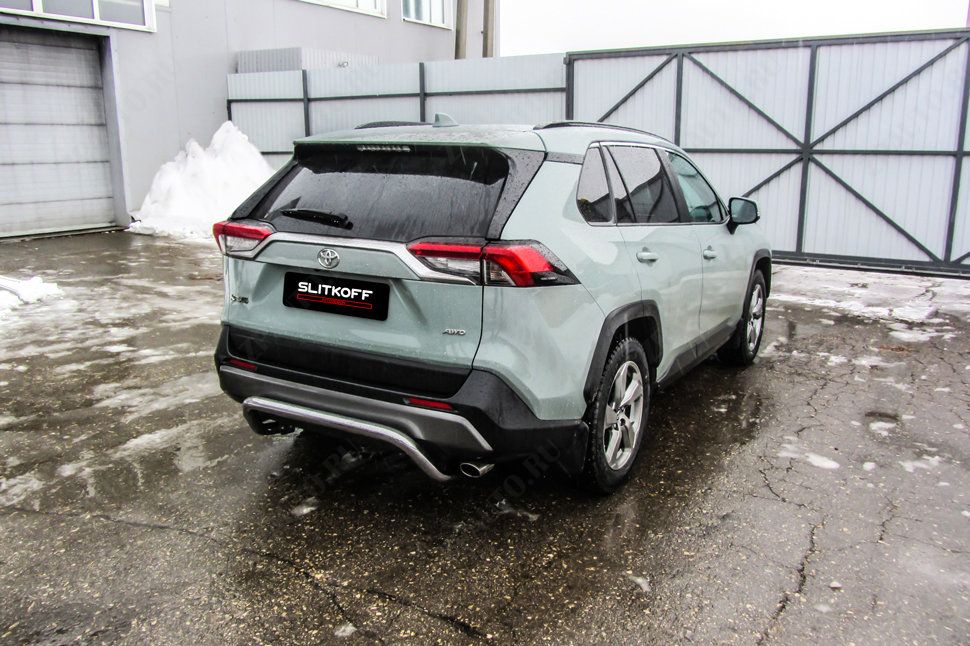 Защита заднего бампера d57 cкоба Toyota Rav-4 (2018-2023) , Slitkoff, арт. TR419-006