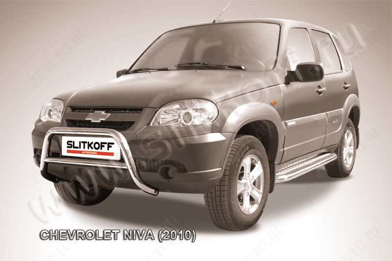 Кенгурятник низкий d57 Chevrolet Niva (2009-2020) Black Edition, Slitkoff, арт. CHN10-001BE