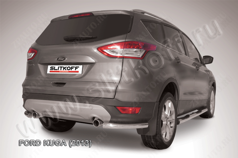 Уголки d57 Ford Kuga (2012-2016) Black Edition, Slitkoff, арт. FKG13-009BE