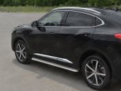 HAVAL F7X 4WD 2022- Пороги труба d42 с листом (Лист нерж, проф. нерж) (вариант 3) HF7XL-0040043