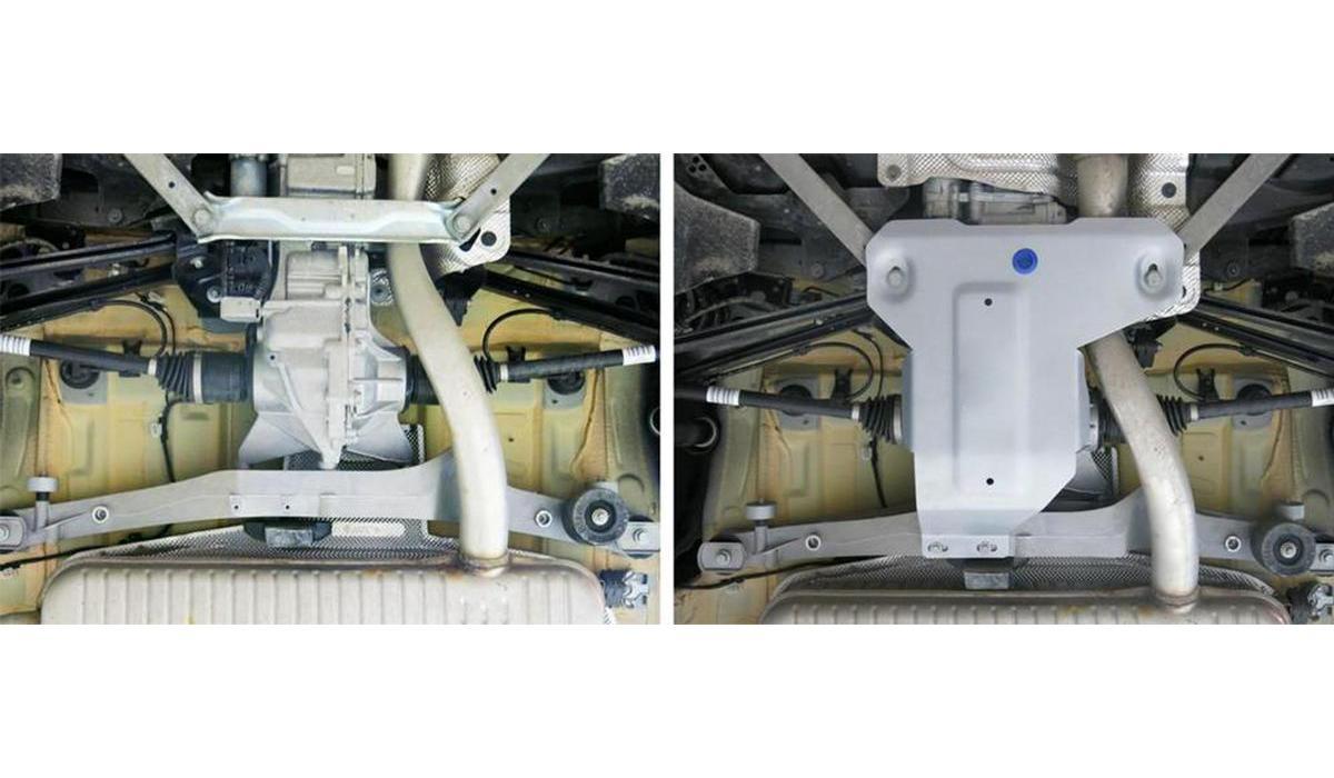 Защита редуктора Rival для BMW X1 F48 4WD (xDrive20d) 2015-2019, штампованная, алюминий 4 мм, с крепежом, 333.0527.1