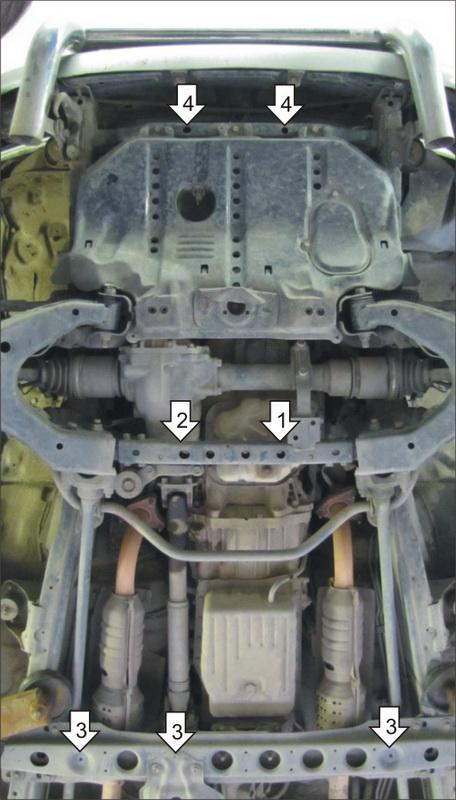 Защита алюминиевая Мотодор (Двигатель, Передний дифференциал, Коробка переключения передач, Радиатор), 5 мм, Алюминий для Toyota Land Cruiser 100 1998-2002 арт. 32525