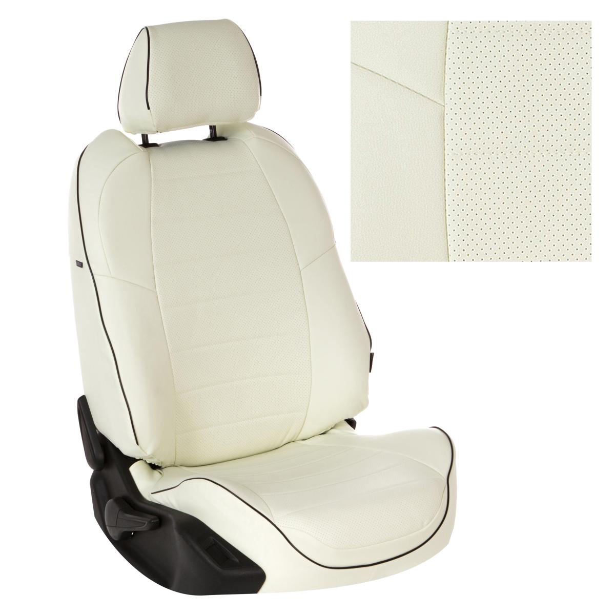 Чехлы для Skoda Fabia II Sport (RS) Hb, Экокожа, (Белый + Белый), Autopilot арт. sk-fa-se-bb-e