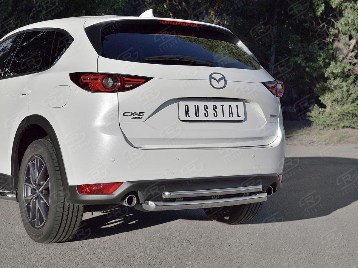 Защита заднего бампера d57/42 с декором Mazda CX-5 2017, Русталь M5Z-002800, Slitkoff